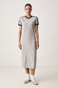 adidas Originals rochie din bumbac cu elastan gri logo KS4764