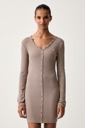 Guess Jeans рокля от памук с еластан бежова W6YK04 K3826