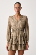 Guess rochie evazată CLARISSE bej cu animal print W6BK42 W4225