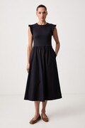 Marc O'Polo sukienka rozkloszowana bawełniana granatowa gładka 5000011439
