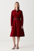 DKNY sukienka rozkloszowana bawełniana z elastanem czerwona gładka P6EB0F68