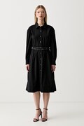 DKNY sukienka rozkloszowana bawełniana z elastanem czarna gładka P6EB0F68