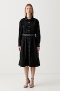 DKNY sukienka rozkloszowana bawełniana z elastanem czarna gładka P6EB0F68
