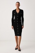 Marciano by Guess rochie cu vâscoză LIMA neagră cu nervuri G6BK33 Z1636