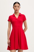 Tommy Jeans rochie evazată din bumbac cu elastan roșie simplă DW0DW22845