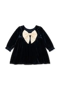 Konges Sløjd sukienka welurowa GIA BOW DRESS GRS granatowa gładka KS108494