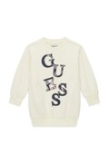 Guess sukienka welurowa beżowa logo K6BK13 K5937