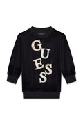 Guess sukienka welurowa czarna logo K6BK13 K5937