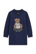Guess sukienka sweterkowa z wiskozą granatowa logo K6BK08 Z1308