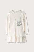 Guess sukienka babydoll bawełniana beżowa z nadrukiem K6BK05 K5934