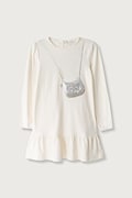 Guess sukienka babydoll bawełniana beżowa z nadrukiem K6BK05 K5934