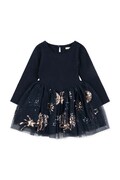 Konges Sløjd šaty s rozšíreným strihom s bavlnou YVONNE BALLERINA DRESS GRS tmavomodré KS106331