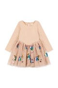 Konges Sløjd sukienka rozkloszowana z bawełną YVONNE BALLERINA DRESS GRS beżowa KS106331