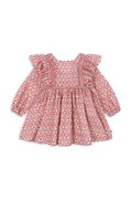 Konges Sløjd sukienka rozkloszowana bawełniana EVIA LS BOW DRESS GOTS różowa z nadrukiem KS105988