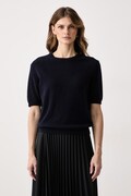 Haveone sweter z krótkim rękawem damski z kaszmirem granatowy MNC.R095