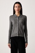 Lacoste kardigan damski z dodatkiem kaszmiru szary AF8277