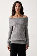 Mos Mosh sweter damski z wełną szary 182180