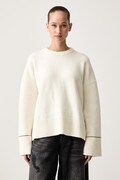 Karl Lagerfeld Jeans sweter damski z wełną beżowy B4W18057