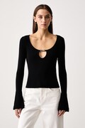 Karl Lagerfeld Jeans pulover za žene s viskozom crni B4W18006