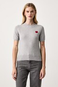 Max&Co. T-shirt swetrowy damski bawełniany z elastanem CHENZIA szary 2626366013200