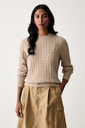 Barbour sweter damski z wełną Ashdown beżowy LKN1834