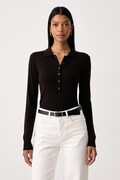 Fracomina body damskie z wełny merino brązowe B126WT5033K56701