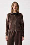 adidas Originals vesta za žene Chenille Zip Up smeđa LF6540