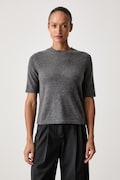 Weekend Max Mara sweter z krótkim rękawem damski kaszmirowy WKDANANAS szary 2625366012600