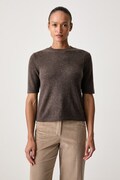 Weekend Max Mara sweter z krótkim rękawem damski kaszmirowy WKDANANAS brązowy 2625366012600