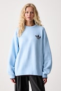 adidas Originals pulover ženski z dodatkom volne Essentials moder LF6548