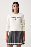Tommy Jeans sweter damski z dodatkiem wełny beżowy DW0DW23356
