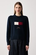 Tommy Hilfiger pulover ženski z volno mornarsko moder WW0WW51450