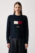 Tommy Hilfiger pulover ženski z volno mornarsko moder WW0WW51450