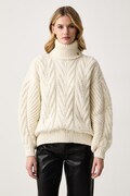 Elisabetta Franchi sweter damski z wełną alpaki beżowy MK45T67E2