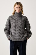 Elisabetta Franchi sweter damski z wełną alpaki szary MK45T67E2