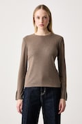 Sisley Maglietta a maniche lunghe da donna con misto seta marrone 338ZL109H