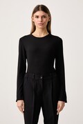 Sisley Maglietta a maniche lunghe da donna con misto seta nera 338ZL109H