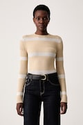 Sisley sweter damski z wiskozą beżowy 1UJZL108T