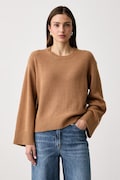 United Colors of Benetton sweter damski z wełną brązowy 1SJWD10HU