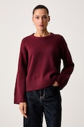 United Colors of Benetton sweter damski z wełną bordowy 1SJWD10HU