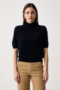 United Colors of Benetton sweter z krótkim rękawem damski z wełną granatowy 1B9YD204U