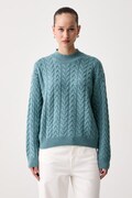 United Colors of Benetton sweter damski z dodatkiem wełny turkusowy 1S9ZD204W