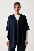 United Colors of Benetton πόντσο γυναικείο με μαλλί σκούρο μπλε 1B9YDU01T