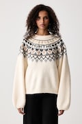 MUNTHE sweter damski z dodatkiem wełny VAFFIE beżowy 263161326374