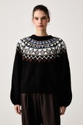 MUNTHE sweter damski z dodatkiem wełny VAFFIE czarny 263161326374