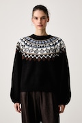 MUNTHE sweter damski z dodatkiem wełny VAFFIE czarny 263161326374