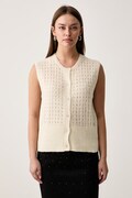 Trussardi kamizelka damska z dodatkiem jedwabiu beżowa M0416001290N