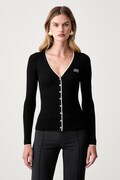 Elisabetta Franchi kardigan ženski z volno črn MK16B66E2