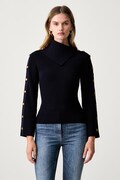 Elisabetta Franchi sweter damski z wiskozą granatowy MK03S66E2
