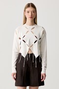 Karl Lagerfeld Jeans sweter damski z wiskozą beżowy B3W18013